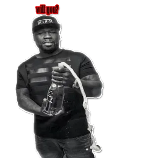 🍾 50 Cent will you? Rapper, Muziek, Champagne, 50 Cent telegram sticker