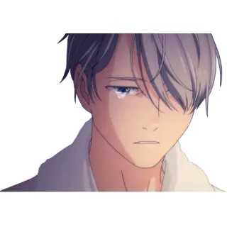 😔 Victor Nikiforov Yuri on Ice Аниме, Плачет, Грустный, Персонаж, Виктор Никифоров whatsapp sticker