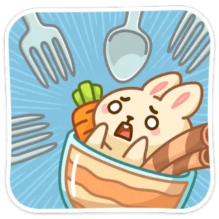 😳 bunny, food, cartoon, rabbit, dessert, cute telegram sticker