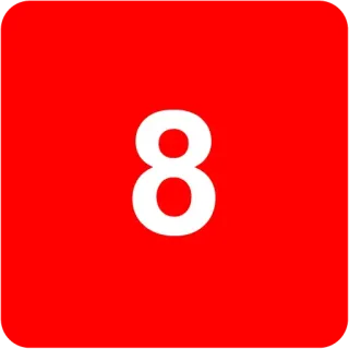 🟥 8 numero 8, rosso, bianco telegram sticker