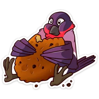 🍪 oiseau, cookie, mignon, animal, nourriture, dessin animé telegram sticker