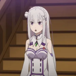 🤍 Emilia Re:Zero Anime, Emilia, Re:Zero, capelli bianchi, personaggio, carina, ragazza telegram sticker
