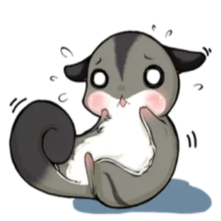 😨 하늘다람쥐, 귀여운, 동물, 포유류, 슬픈, 만화 whatsapp sticker