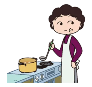 🍲 cuisine, cuisine, femme, tablier, nourriture, casserole, remuer telegram sticker