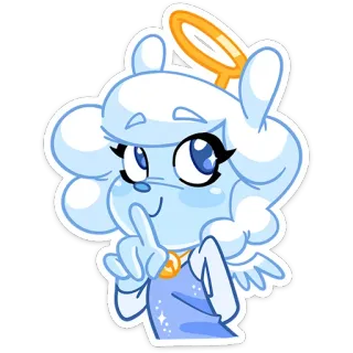 🤫 thiên thần, dễ thương, nhân vật, vầng hào quang, suỵt telegram sticker