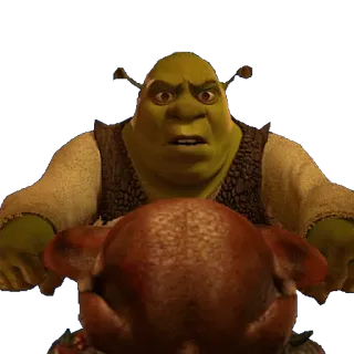🍗 Shrek ogro, desenho animado, animado, engraçado, peru, jantar whatsapp sticker