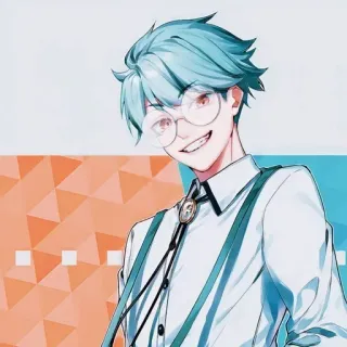 😁 anime, manga, character, illustration, art, glasses, blue hair telegram sticker