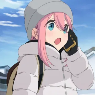📱 Nadeshiko Kagamihara Laid-Back Camp Anime, Cartoon, Mädchen, Süß, Winter, Kalt, Laid-Back Camp telegram sticker