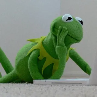 🤔 Kermit Kermit la Grenouille, Mème, Marionnette, Mème Internet, Vert, Grenouille telegram sticker