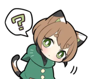 😯 ? gatto, anime, domanda, pensando, kawaii telegram sticker