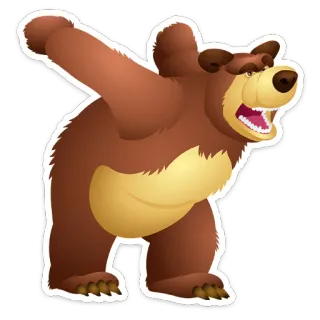⭐ bear, cartoon, animal, mammal, brown bear, illustration, wildlife telegram sticker