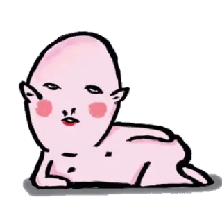 🙄 kreatur, rosa, charakter, cartoon, illustration, niedlich whatsapp sticker