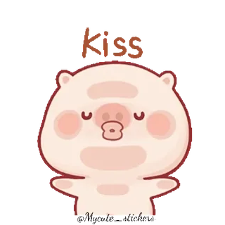 😘 Kiss 亲亲, 猪, 表情符号, 可爱, 动物 telegram sticker