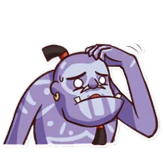 😳 personnage, dessin animé, autocollant, violet, confus telegram sticker