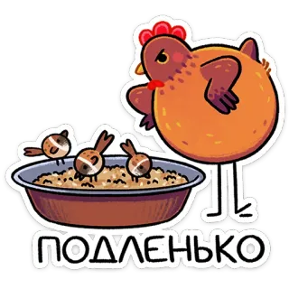 ⭐ ПОДЛЕНЬКО kurczak, ptaki, jedzenie, zwierzęta, słodkie, śmieszne telegram sticker