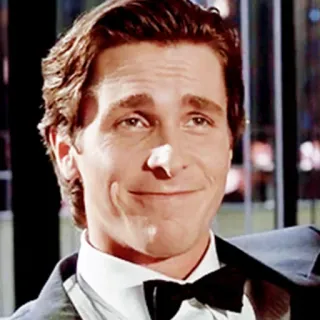 😉 Patrick Bateman American Psycho Mann, Anzug, Lächeln, Geschäftsmann, Finanzen whatsapp sticker