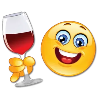 🍷 Emoji, Vino, Celebración, Bebida, Vaso, Feliz, Sonriente whatsapp sticker
