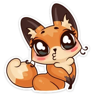 ☺ renard, animal, mignon, autocollant, dessin animé, kawaii, mammifère telegram sticker