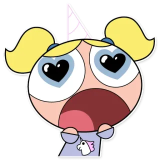 😍 Bubbles The Powerpuff Girls Cartone animato, Ragazza, Carino, Unicorno, Bolla telegram sticker