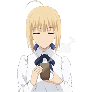 😌 Saber Fate Anime, Blonde, Arturia, Pendragon, Tasse, Thé telegram sticker