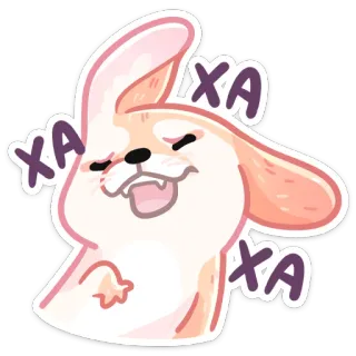 😃 XA XA XA conejo, riendo, lindo, dibujos animados, animal, feliz, contento telegram sticker