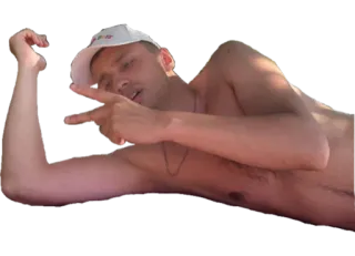 ✌️ pessoa, homem, gesto, boné, sem camisa telegram sticker