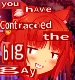 🏳️‍🌈 You have contracted the big gay Мем, Юмор, Оскорбительный, Интернет сленг, Девушка-кошка telegram sticker