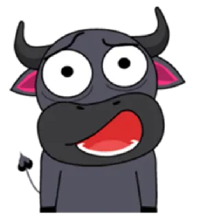 😯 Hoạt hình, Trâu, Động vật, Biểu cảm, Hài hước, Nhãn dán telegram sticker