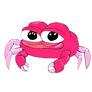 🦀 Pepe Cua, Pepe, Meme, Hồng, Phim hoạt hình telegram sticker