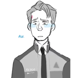 😢 Connor Detroit: Become Human Aw. android, sad, cry, RK800, fanart telegram sticker
