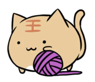 📍 王 chat, chaton, pelote de laine, mignon, kawaii, animal, animal de compagnie whatsapp sticker
