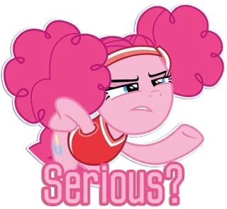 😗 Pinkie Pie My Little Pony Serious? dibujo animado, Pinkie Pie, serio, My Little Pony, poni telegram sticker