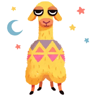 🌙 lama, zwierzę, naklejka, kreskówka, słodki telegram sticker