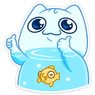 👍 cat, fish, cute, thumbs up, animal, sticker whatsapp sticker