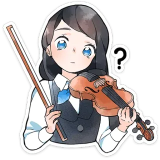 🎻 viool, muziek, instrument, meisje, verward, vraag telegram sticker