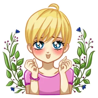 🥰 Anime, Dessin animé, Mignon, Fille, Fleurs, Personnage, Illustration telegram sticker
