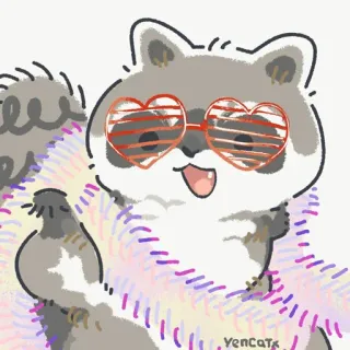 💿 raccoon, animal, heart sunglasses, party, cute telegram sticker