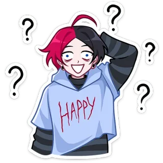 ❓ HAPPY Dessin animé, Personnage, Joyeux, Points d'interrogation, Anime, Art numérique, Autocollant telegram sticker