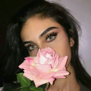 🌹 donna, viso, fiore, rosa rosa, bellezza, ritratto telegram sticker