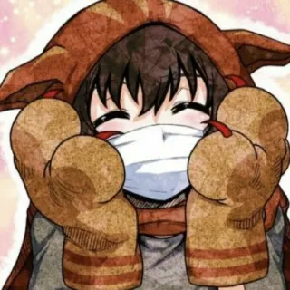 😊 Anime, Carino, Guanti, Felpa con cappuccio, Maschera telegram sticker