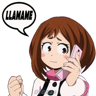 📞 LLAMAME Anime, Ochaco Uraraka, My Hero Academia, Me liga, Telefone telegram sticker