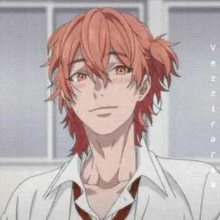 🥀 anime, cartoon, red hair, cute, blush, male, school uniform telegram sticker
