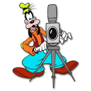 🎬 Goofy Cartone animato, Disney, Goofy, Fotocamera, Personaggio telegram sticker