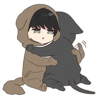 🌟 cartoon, hugging, cute, friendship, anime telegram sticker