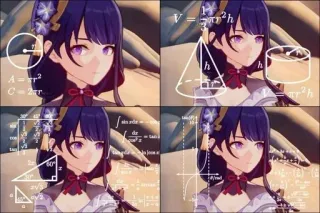 ⚡️ Raiden Shogun Genshin Impact Anime, Zdezorientowany, Myślenie, Obliczenia, Matematyka, Raiden Shogun, Genshin Impact telegram sticker