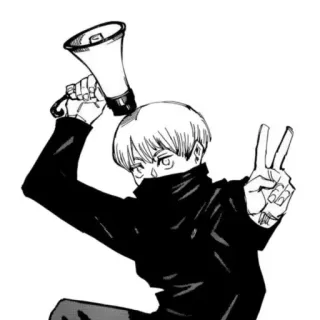 🍣 Toge Inumaki Jujutsu Kaisen Anime, Manga, Toge Inumaki, Jujutsu Kaisen, Adesivo, Megafono, Personaggio, Illustrazione telegram sticker