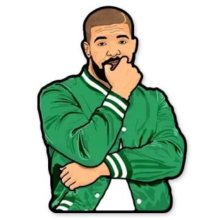 🤔 Drake เดรก, แร็ปเปอร์, นักดนตรี, ภาพเหมือน, คนดัง telegram sticker