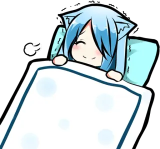 😄 anime, śpiący, kocie uszy, łóżko, słodkie, kawaii telegram sticker