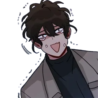😫 Аниме, Мужчина, Счастливый, Персонаж, Мультфильм telegram sticker