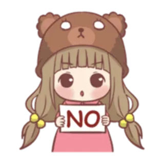 👎 NO нет, отказ, девушка, милая, мультфильм, отрицание telegram sticker